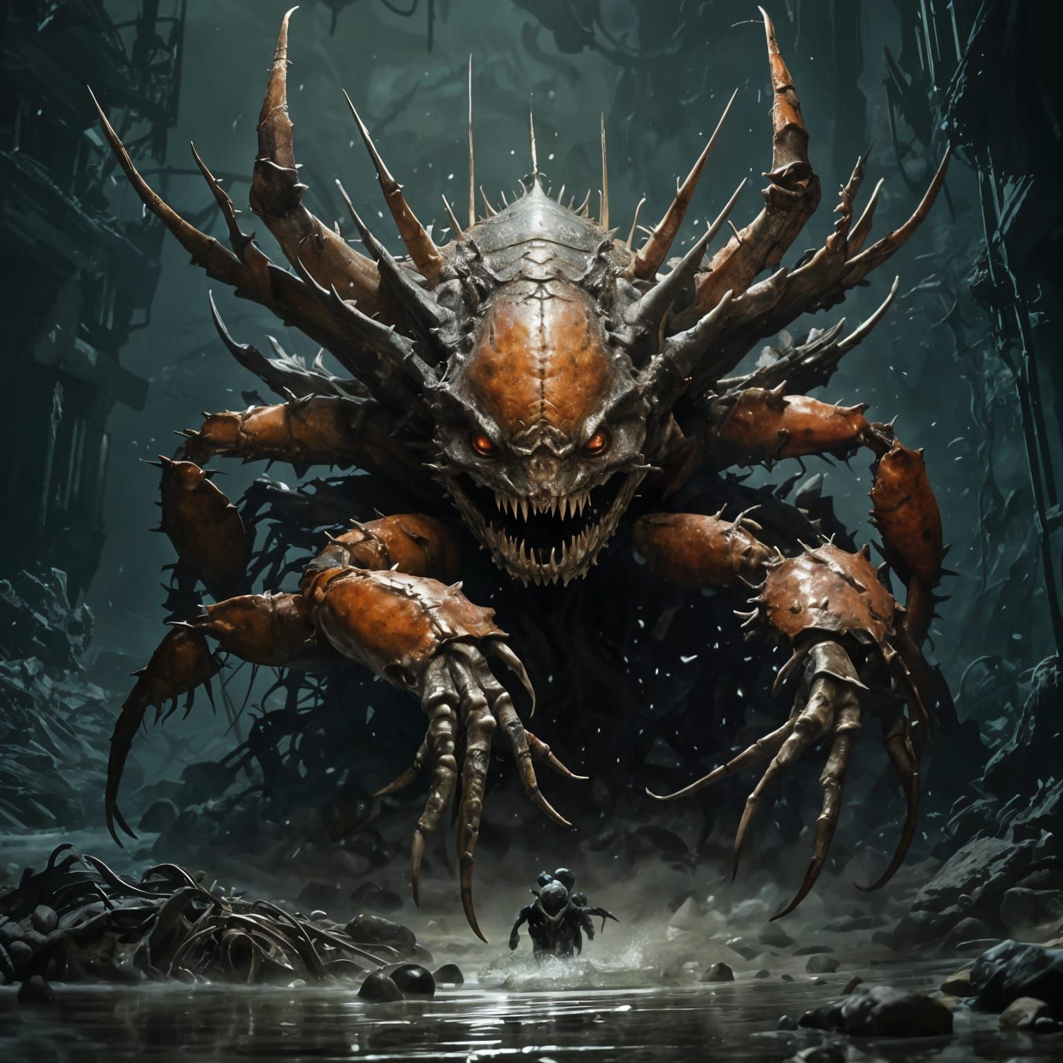 Horrifying Hyperdetailed Crab in Doré and Rutkowski Style