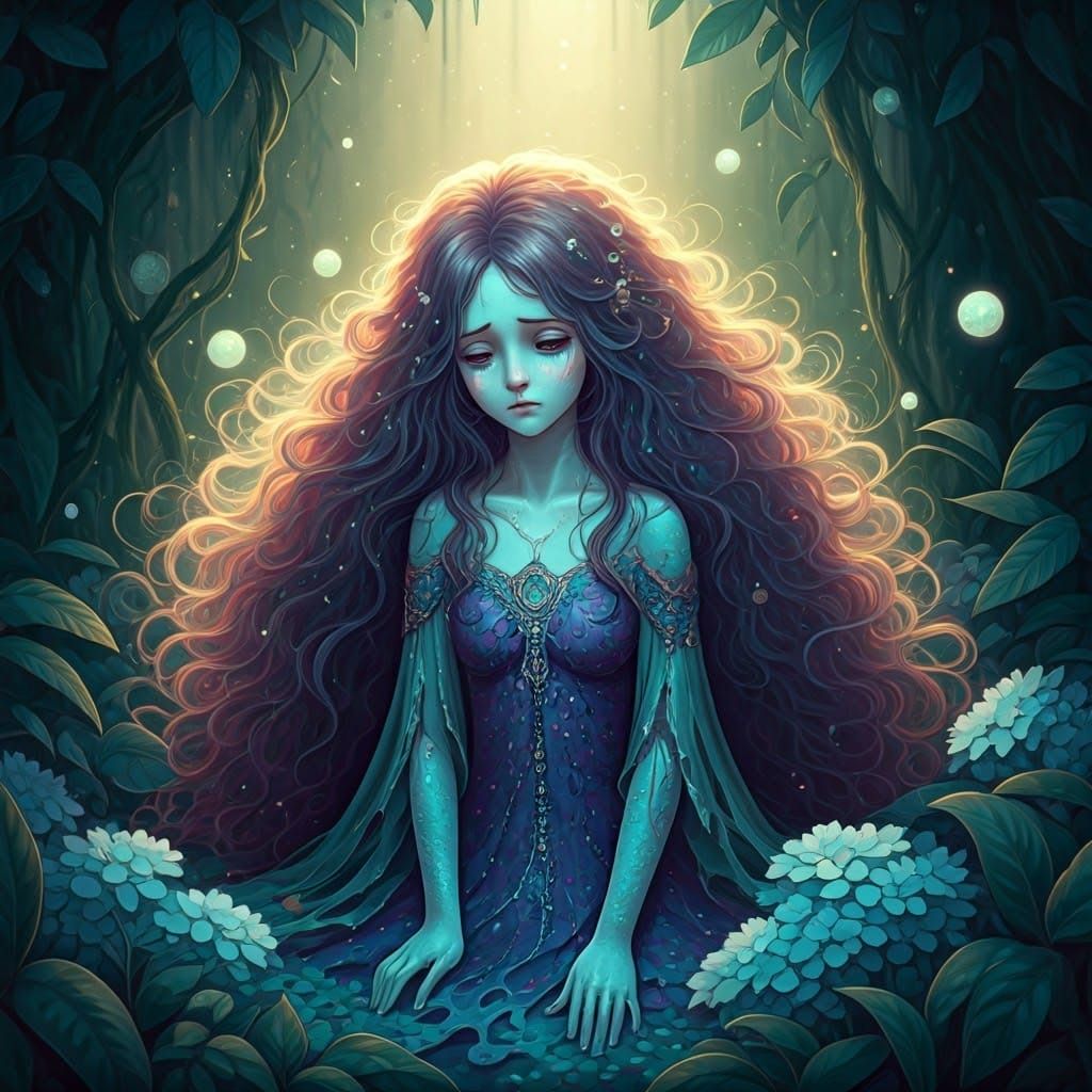 Whimsical Watercolor Mermaid in Dreamlike Atmosphere