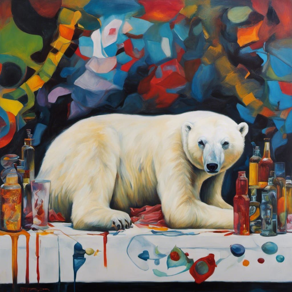 Hyperrealistic Polar Bear Oil Painting with Vivid Colors