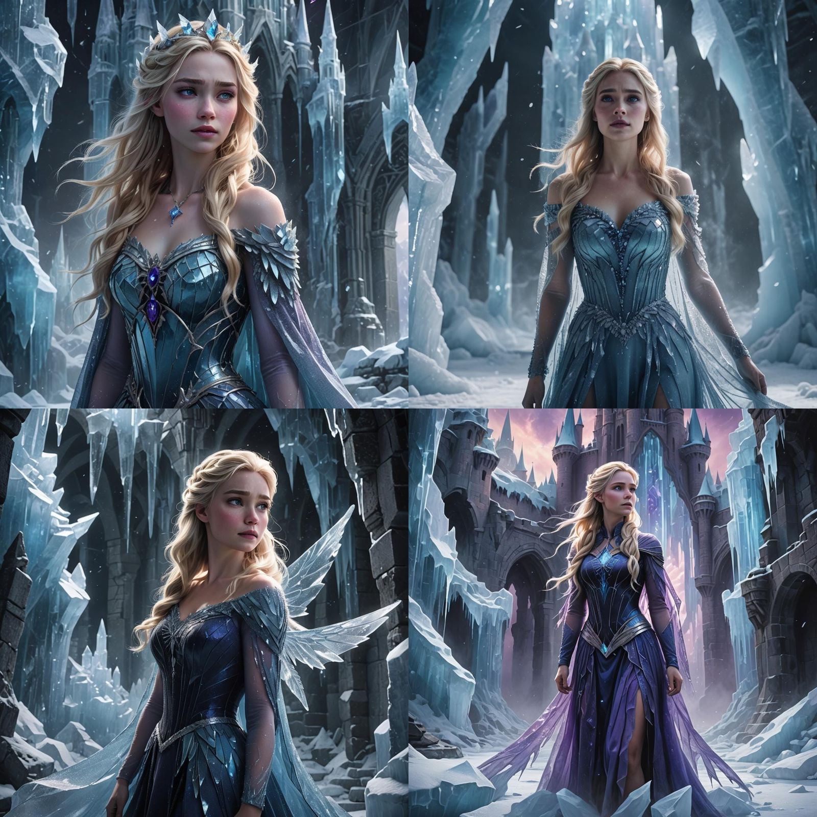 Elsa with Crystal Ice Wings in Ice Castle