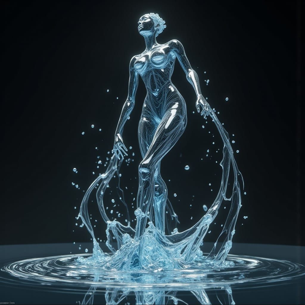 Ethereal Water Sculpture of Black Woman