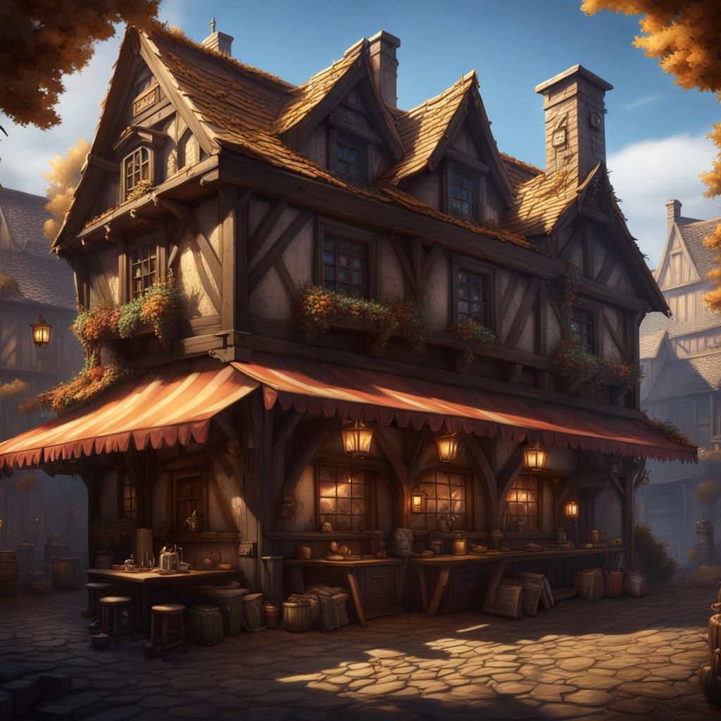 Fantastical Tavern Brawl in Detailed Matte Painting