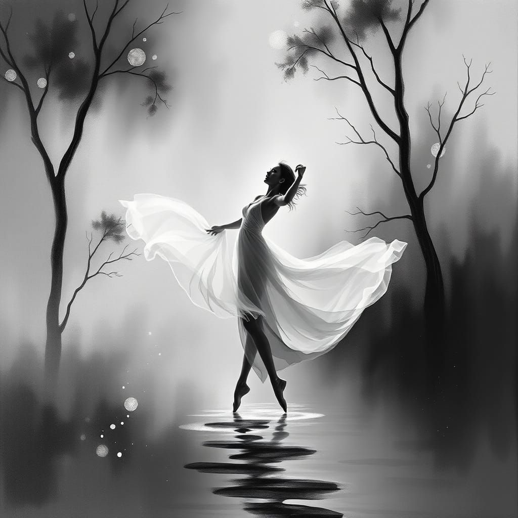 Ethereal Waltz in Monochromatic Harmony