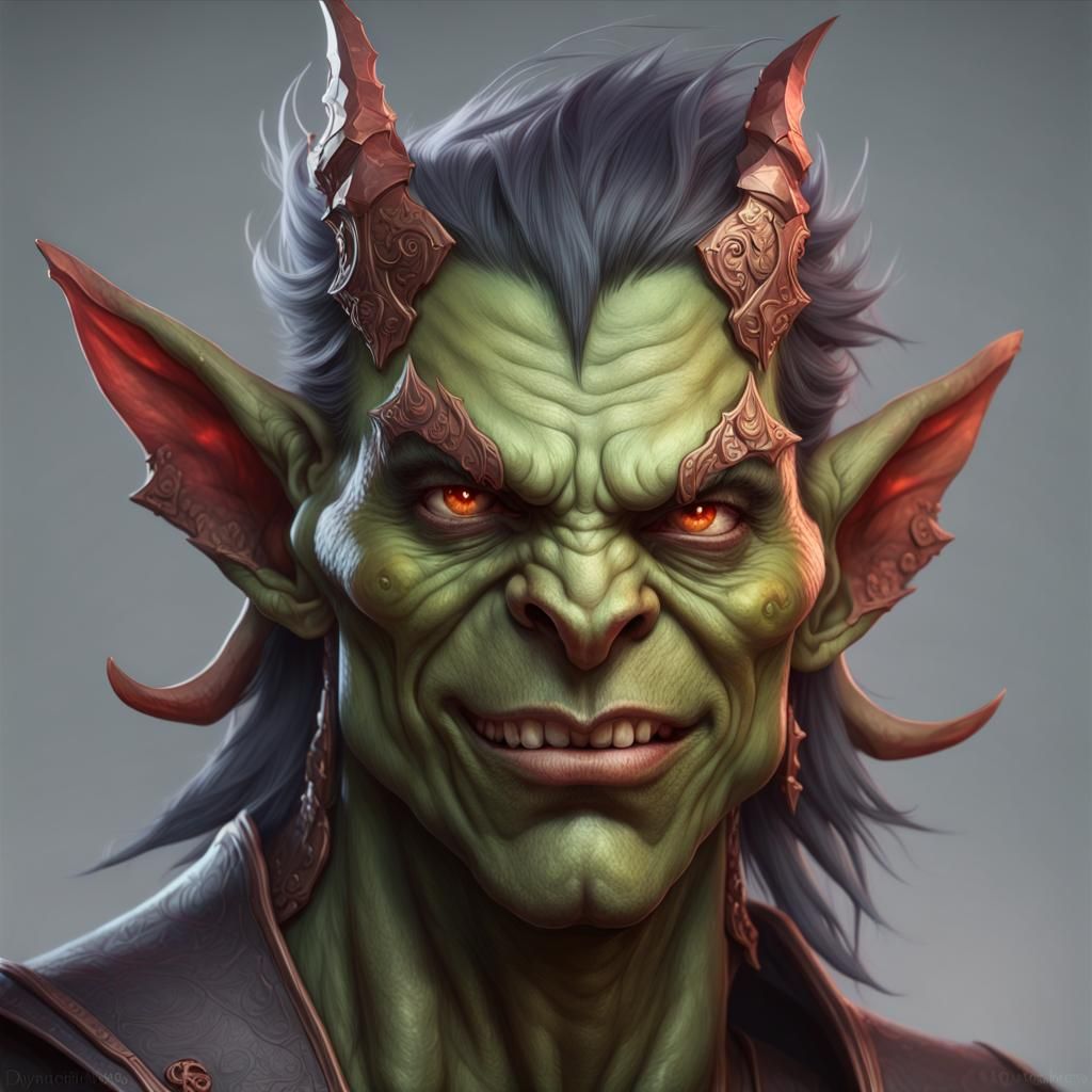 Demonic Goblin Prince Portrait in Hyperdetailed Style