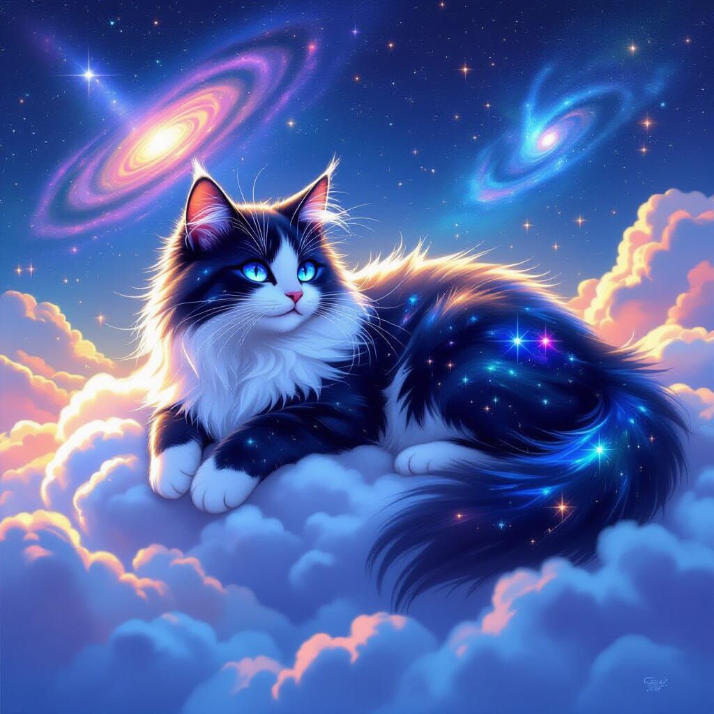 Cosmic Cat Lounging on a Stardust Cloud