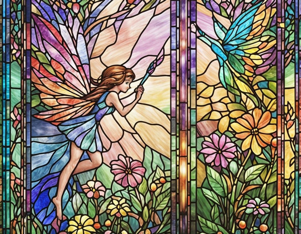 Magical Stained Glass Fairies in Fairy Meadow