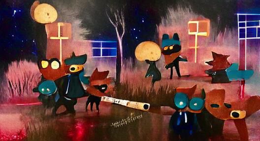 Night in the Woods in Acrylic Art Style