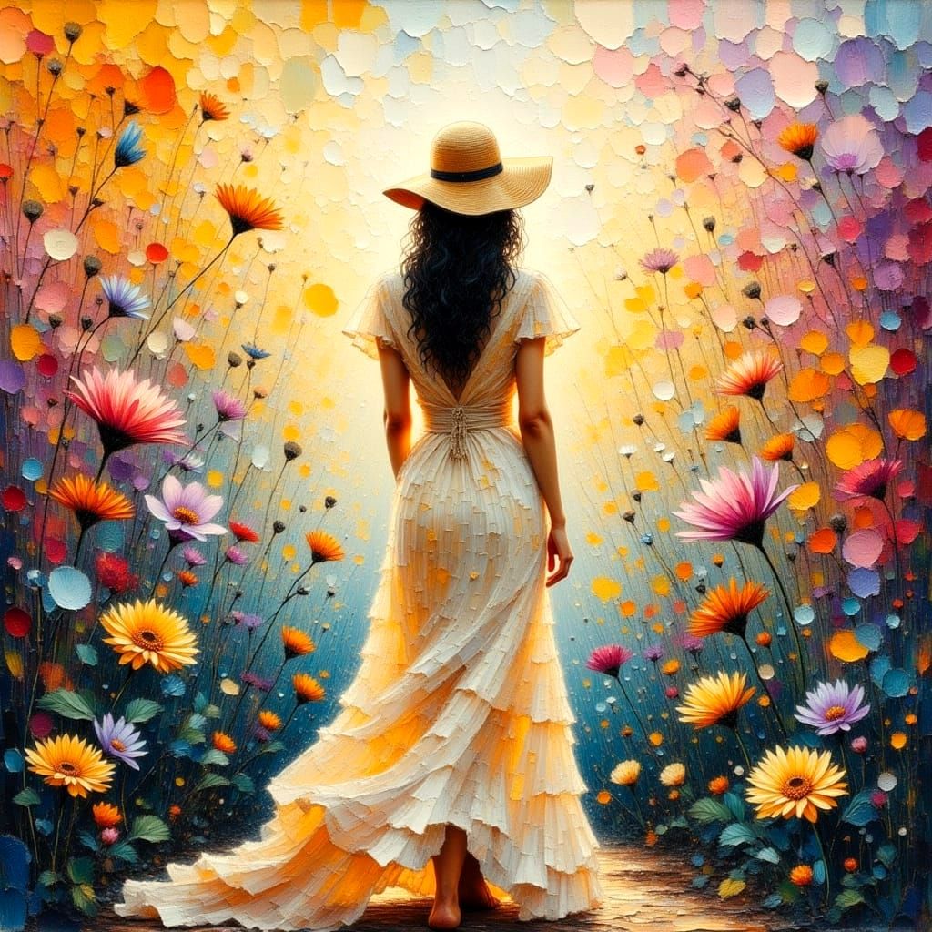 Angel in Subway: Impressionistic Watercolor with Impasto