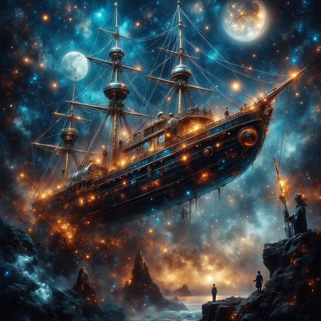 Steampunk Vessel on Edge of Reality