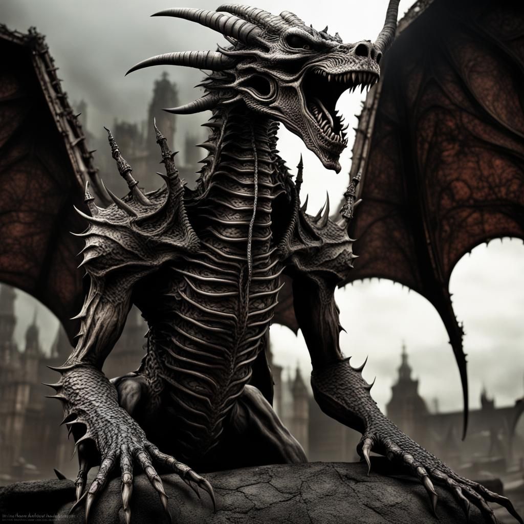 Gothic Undead Dragon: A Fantastical Concept Art