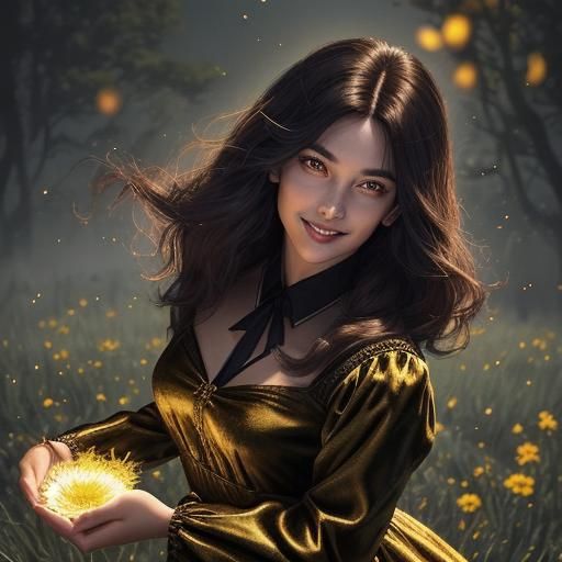 Fiery Woman in a Dress of Flames