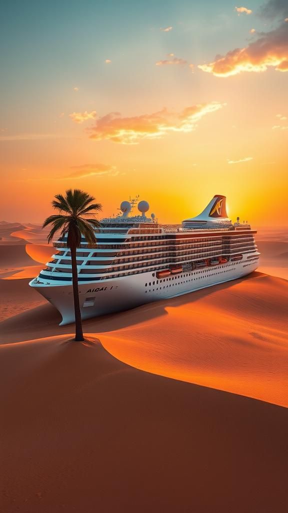 Cruise Ship Stranded in Sahara Desert: Hyper-Realistic 8K