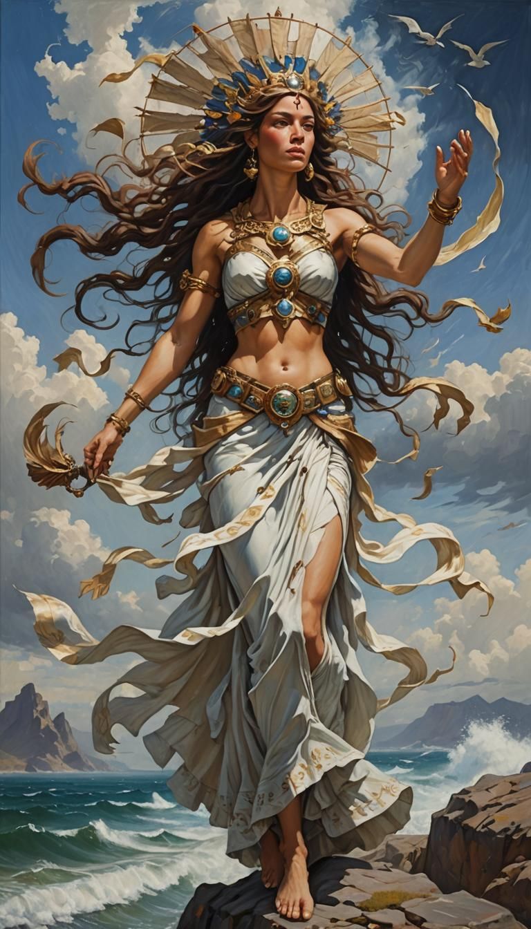 Wind Goddess Oil Painting by James Gurney