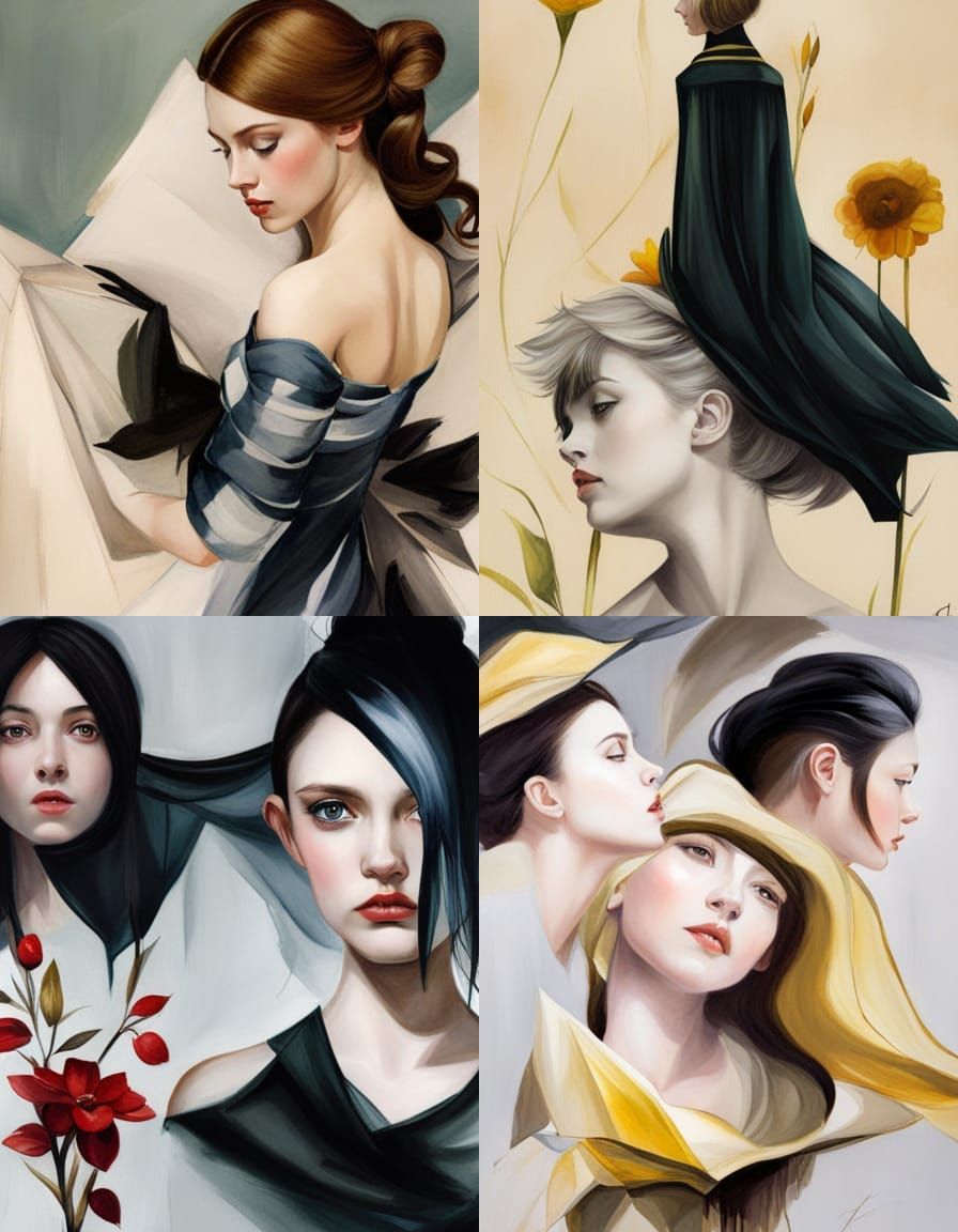 Dreamlike Surrealism: Ethereal Figures in Flowing Lines