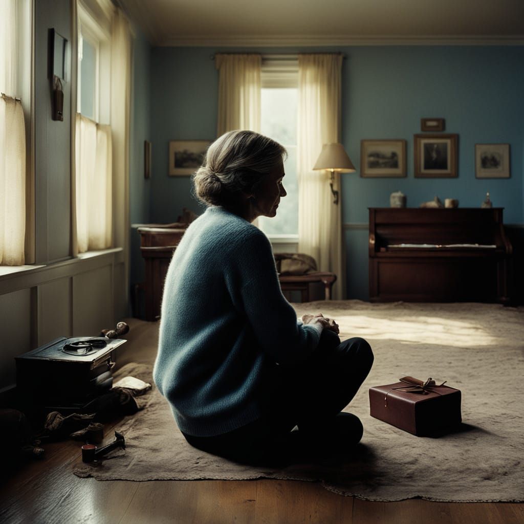 A Grieving Woman's Haunting Portrayal