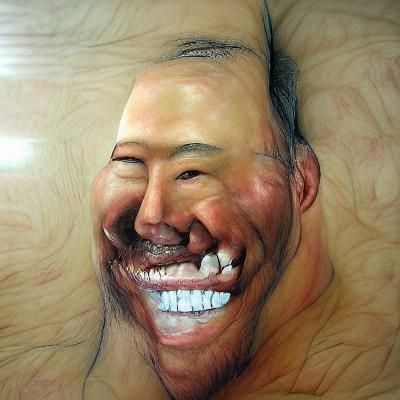 Hyperrealistic Man with Disturbingly Large Smile