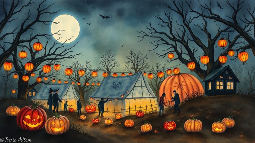 Global Harvest Festival Night in Watercolor
