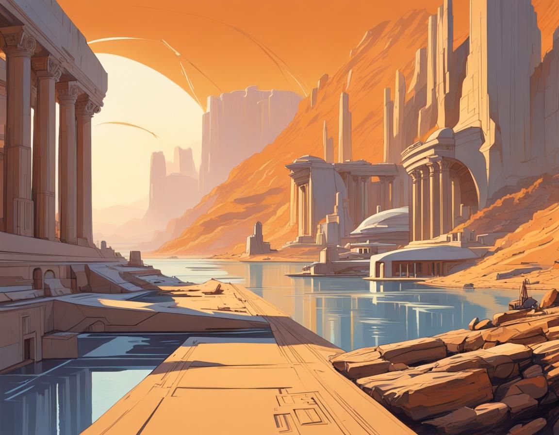 Futuristic Greek Cityscape in Syd Mead Style