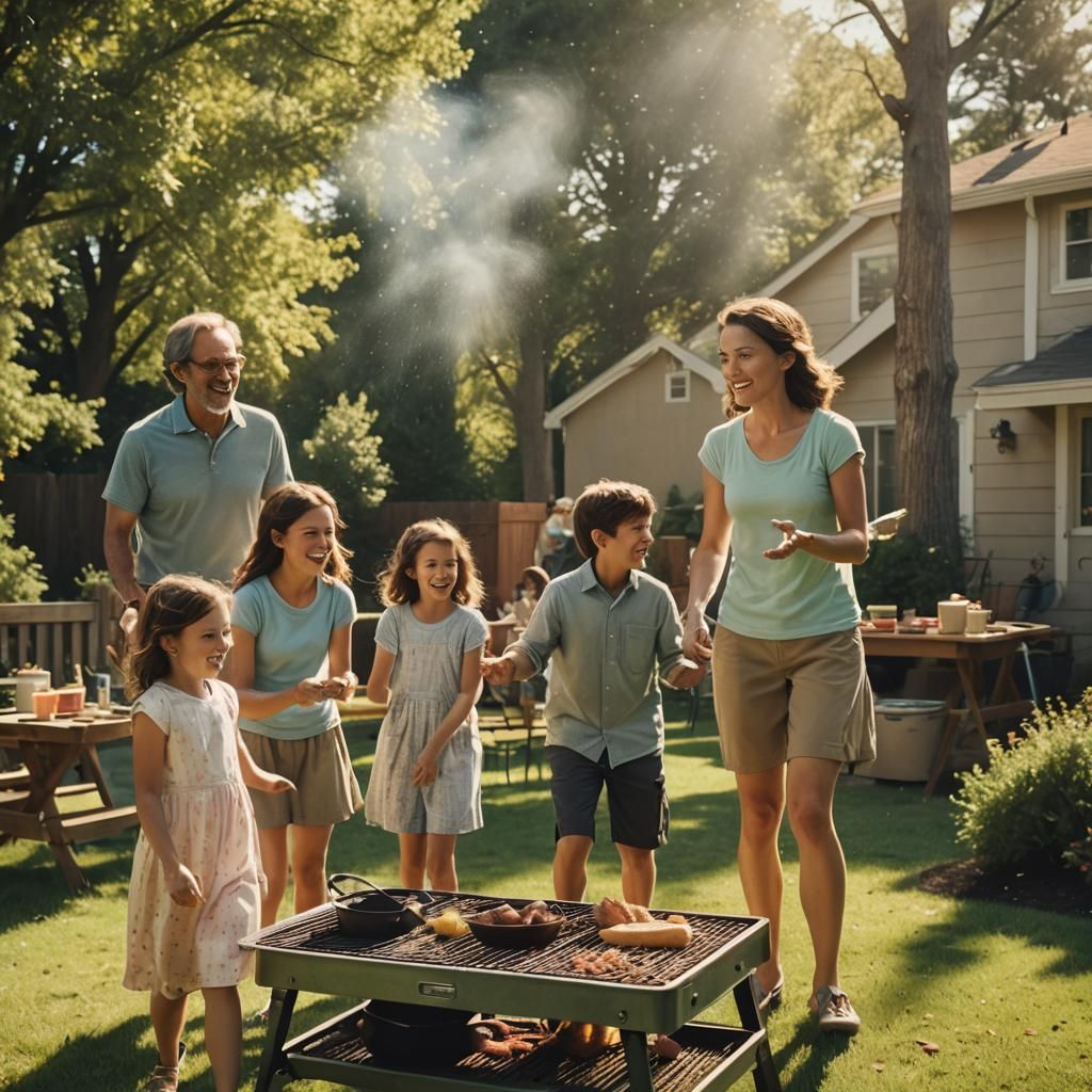 Family Fun in the Sun: A Nostalgic Film Still