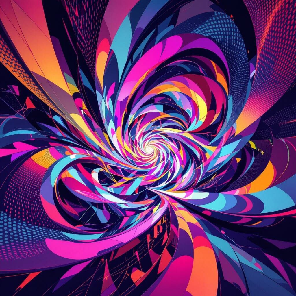 Futuristic Abstract Art with Iridescent Colors in 3D