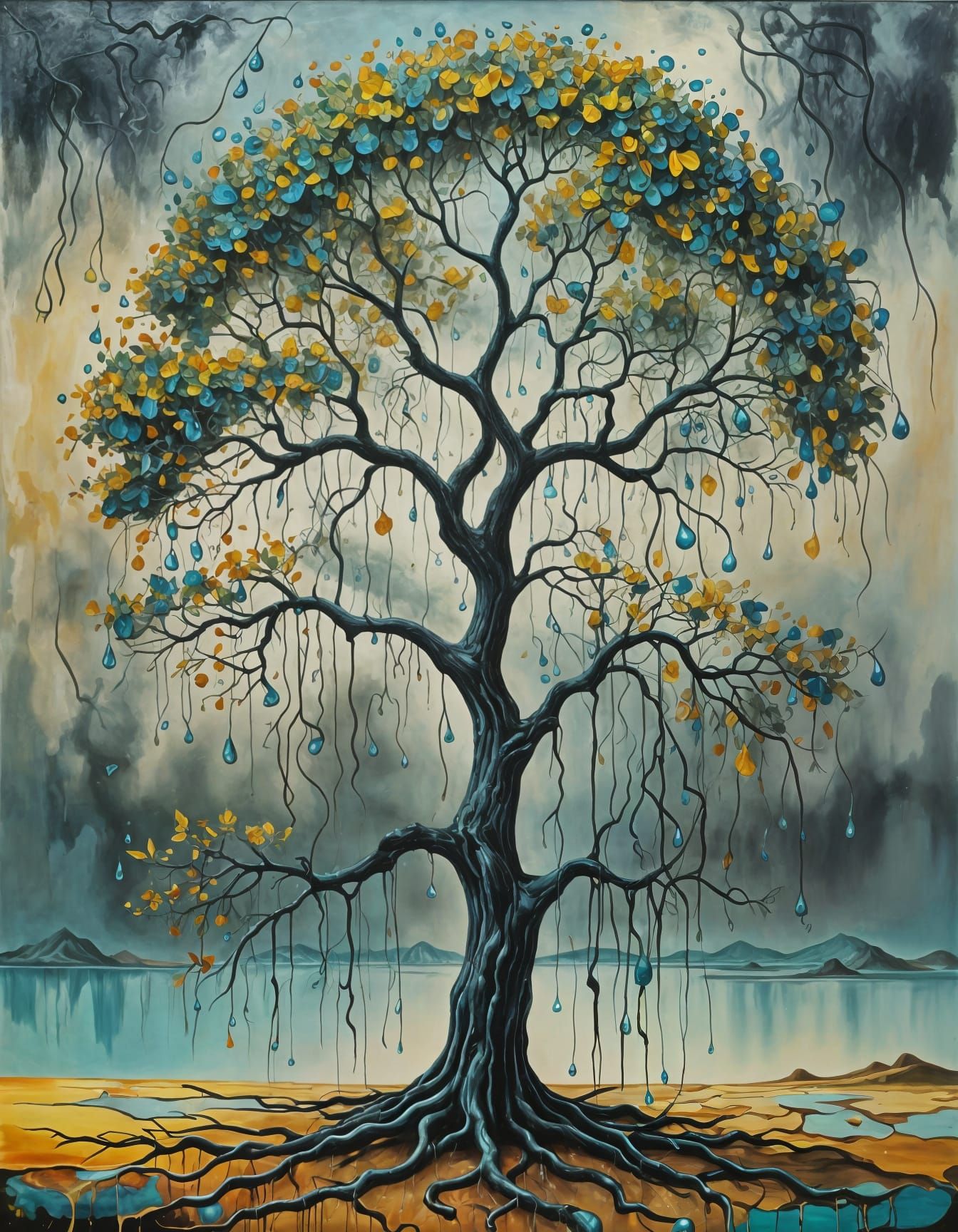 Surreal Rain Tree in Impressionist Style