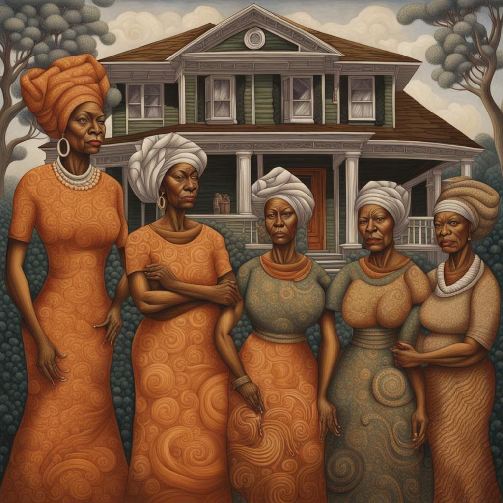 Portraits of Black Women in Mural Style