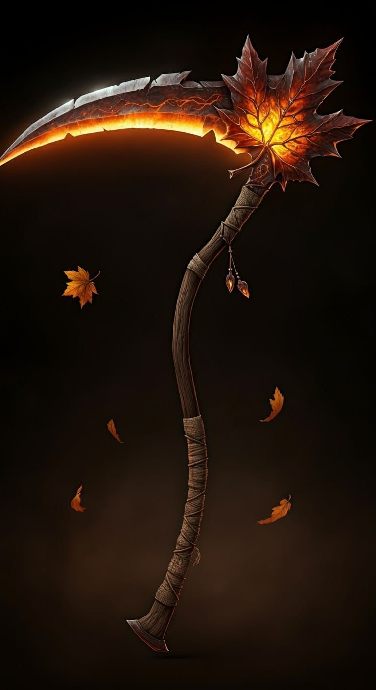 Autumnal Scythe of Decay: Fantasy Weapon Concept Art