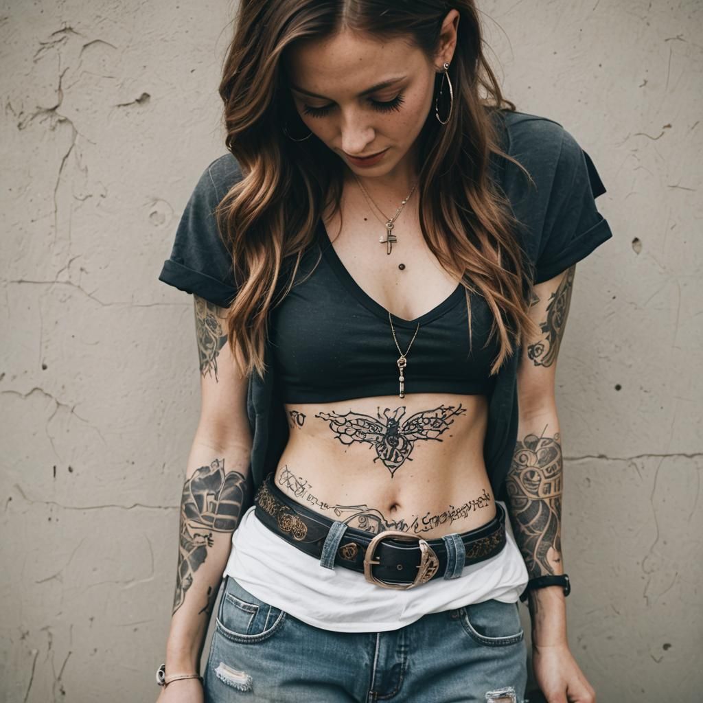 Woman with Music Tattoo