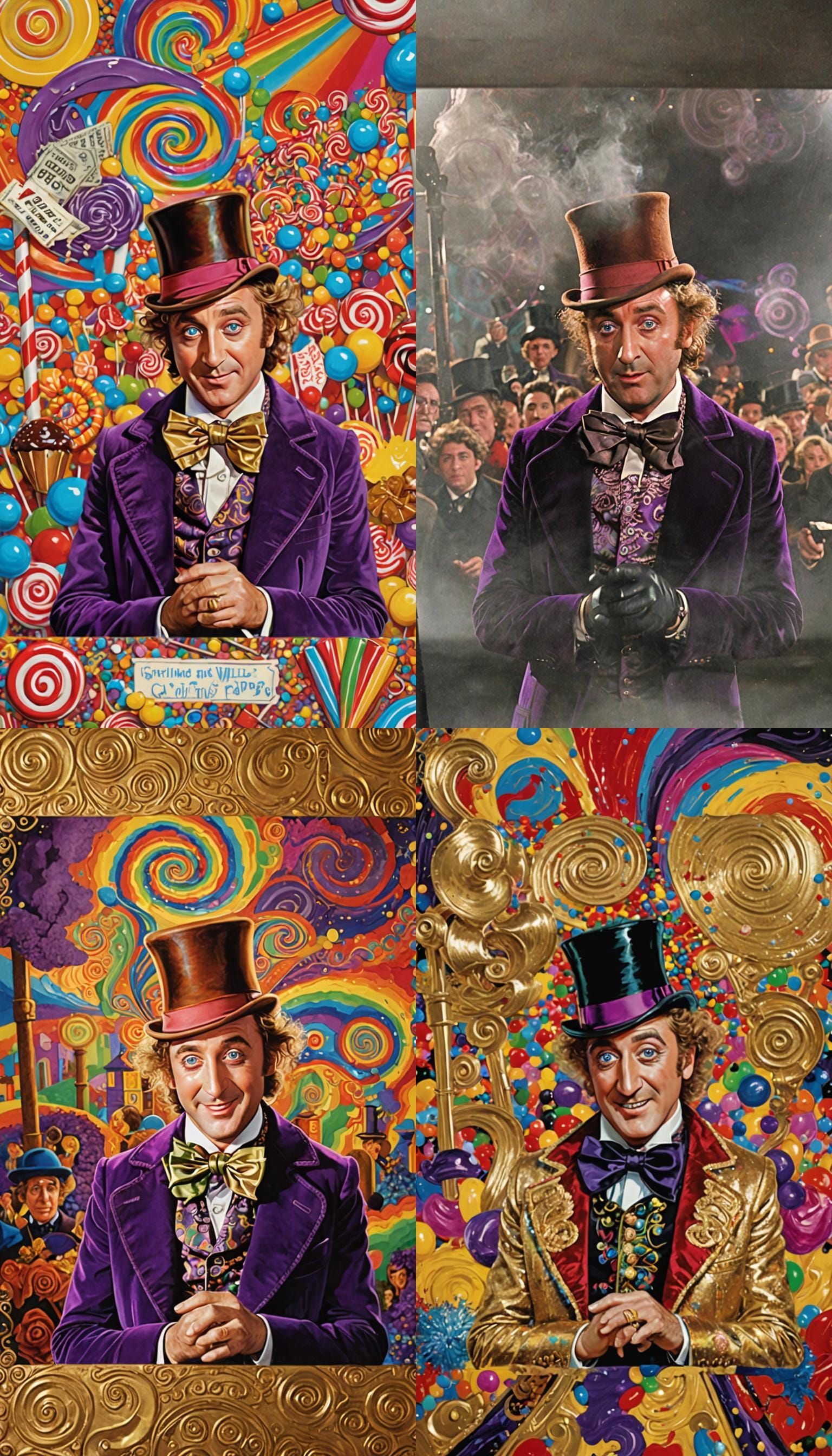 Hyperrealistic Portrait of Willy Wonka in Splash Art Style