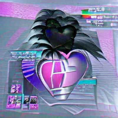 Heavy Black Heart in Vaporwave Style