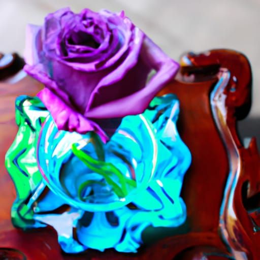 Stained Glass Rose Bleeding Liquid: Cyberpunk Art