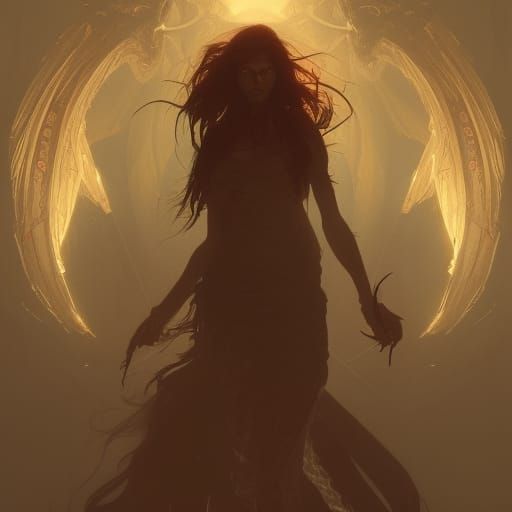 Detailed Half Demon in Dark Fantasy Style