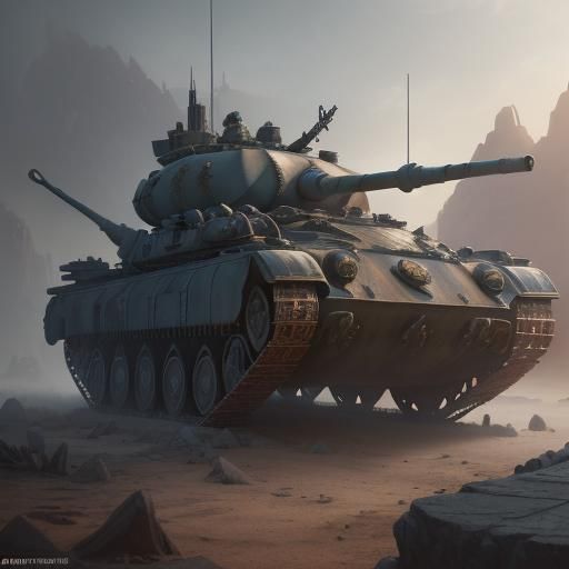 Futuristic Tank Concept Art in Detailed Matte Painting