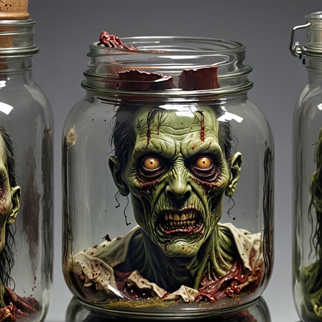 Hyperrealistic Zombie in a Jar: Stygian Horror