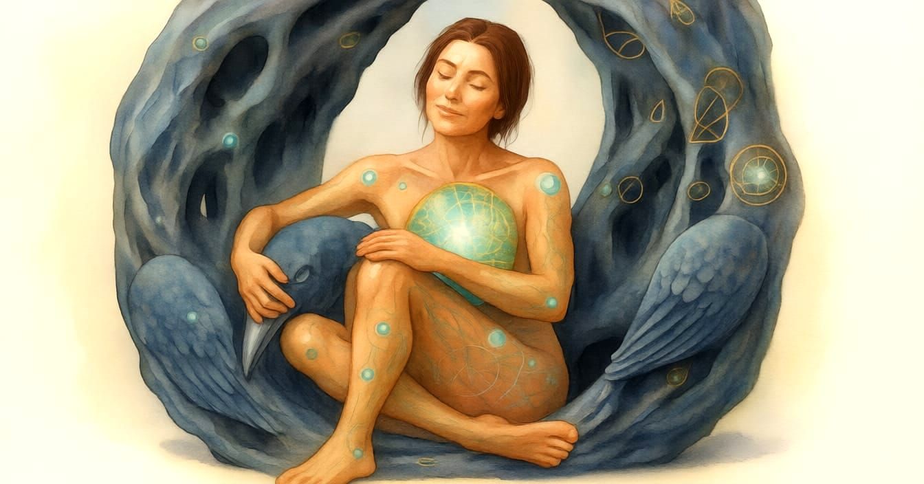 Sculptor in Abstract Creation with Earth Skin and Biolumines...