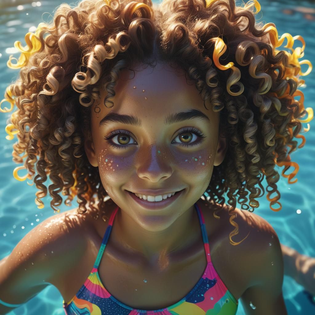 Girl with Bronze Eyes in Sunlight: Digital Art