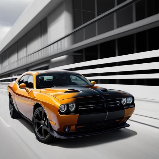 Abstract Dodge Challenger Art in Complementary Colors