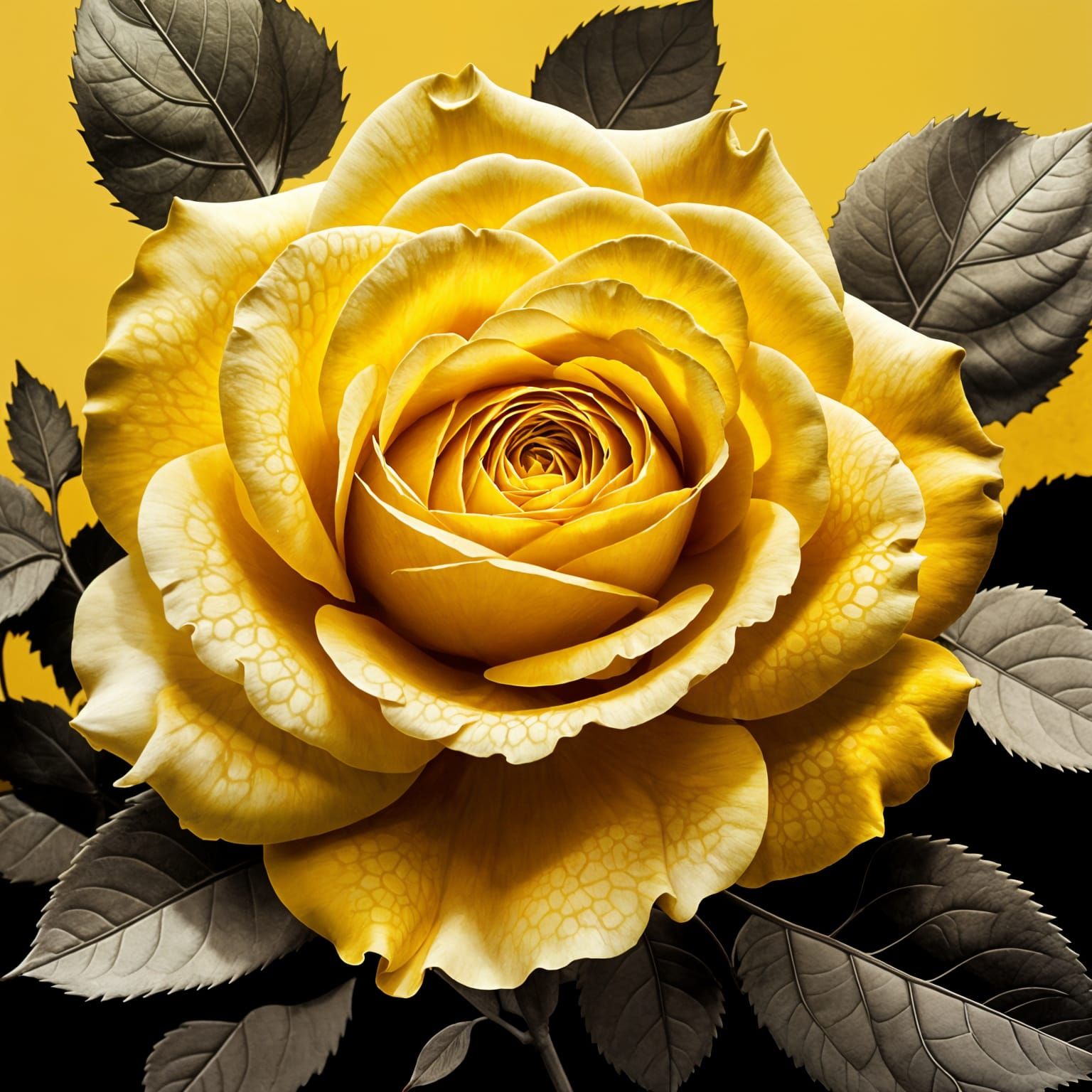 Monochromatic Yellow Rose Matte Painting