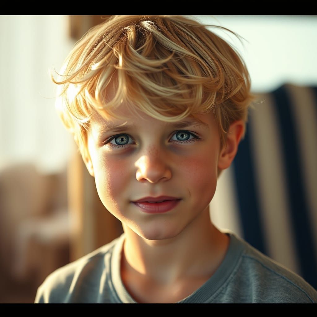 Hyper Realistic European Boy with Blond Hair