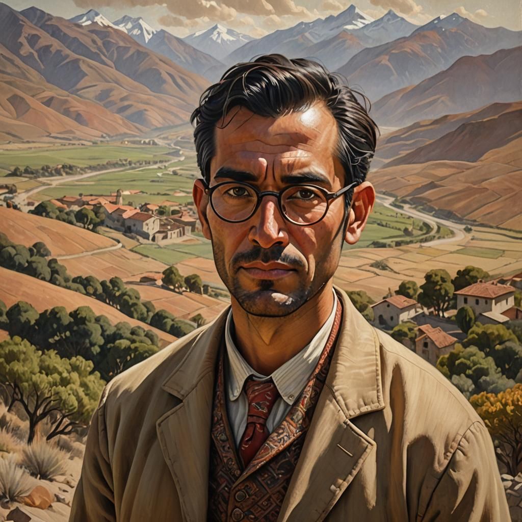 Chilean Man in Andean Landscape: Portrait Realism