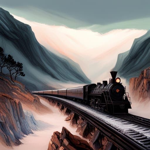 Ethereal Ghost Train on Misty Mountain Pass