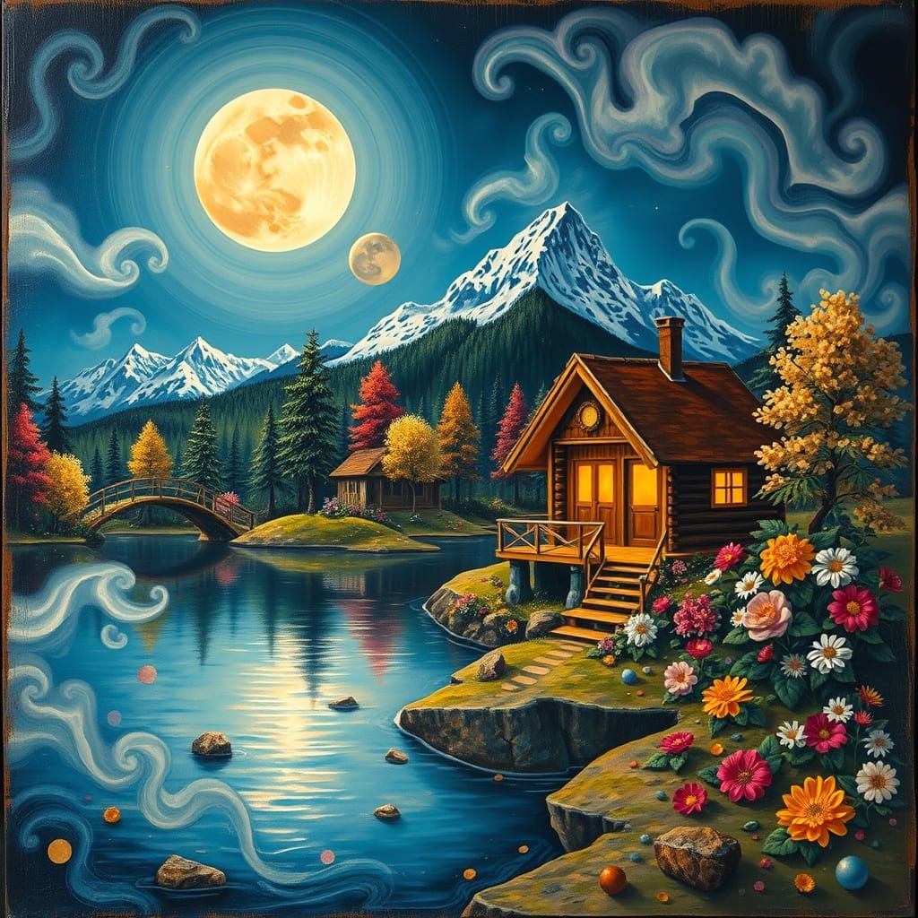 Ethereal Landscape in Whimsical Surrealist Style