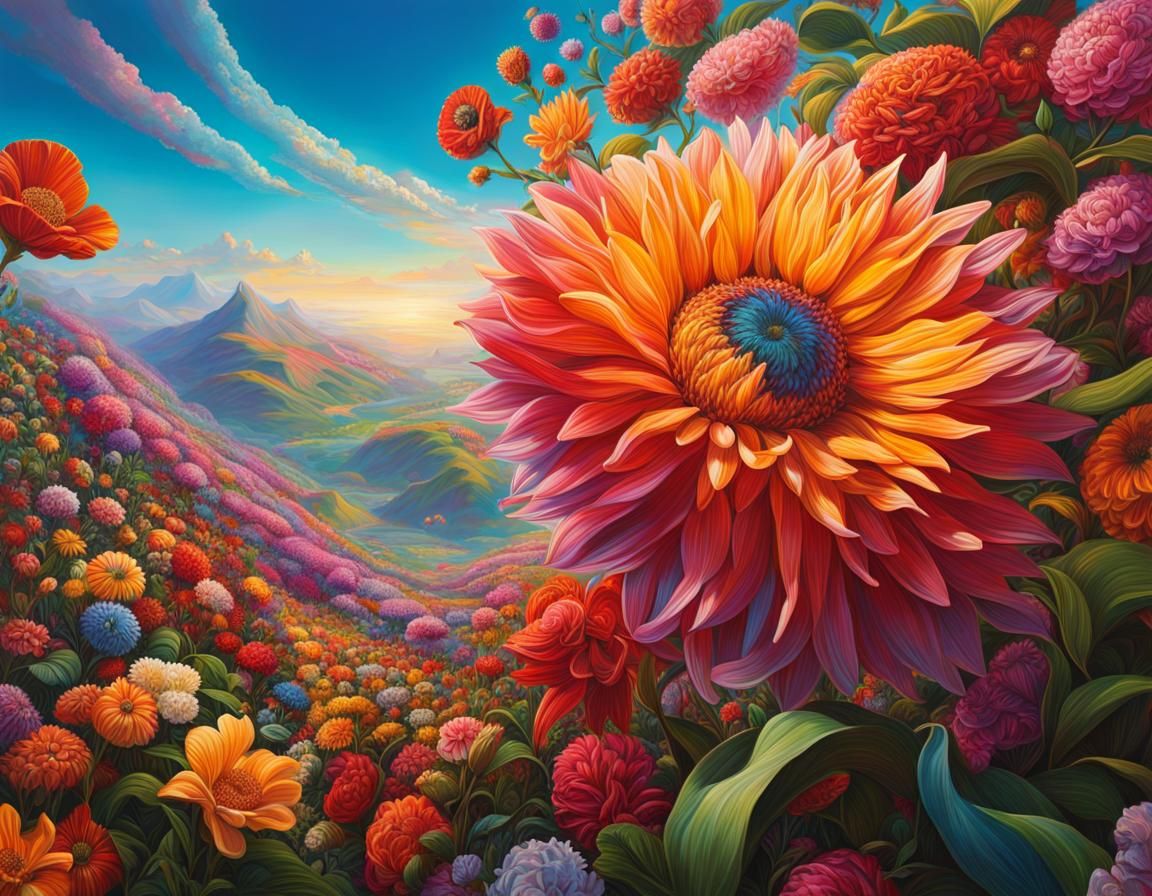Hyperrealistic World in Bloom: Detailed Splash Art