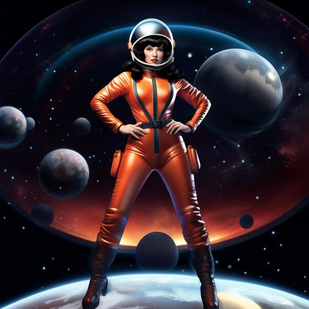 Retro Sci-Fi Woman on the Moon