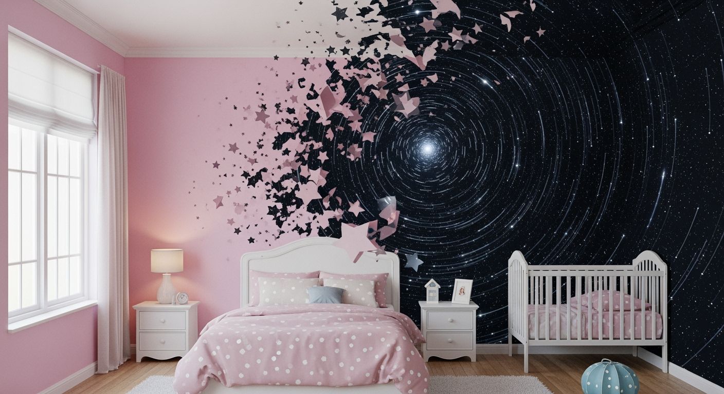 Bedroom Dissolving into Starlit Void