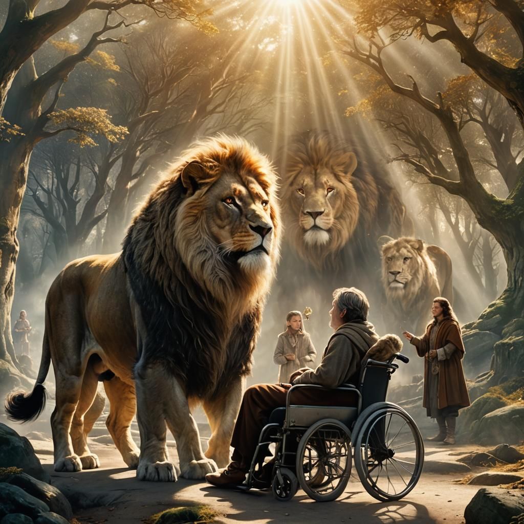 Aslan Greets Veteran in Narnia: Matte Painting