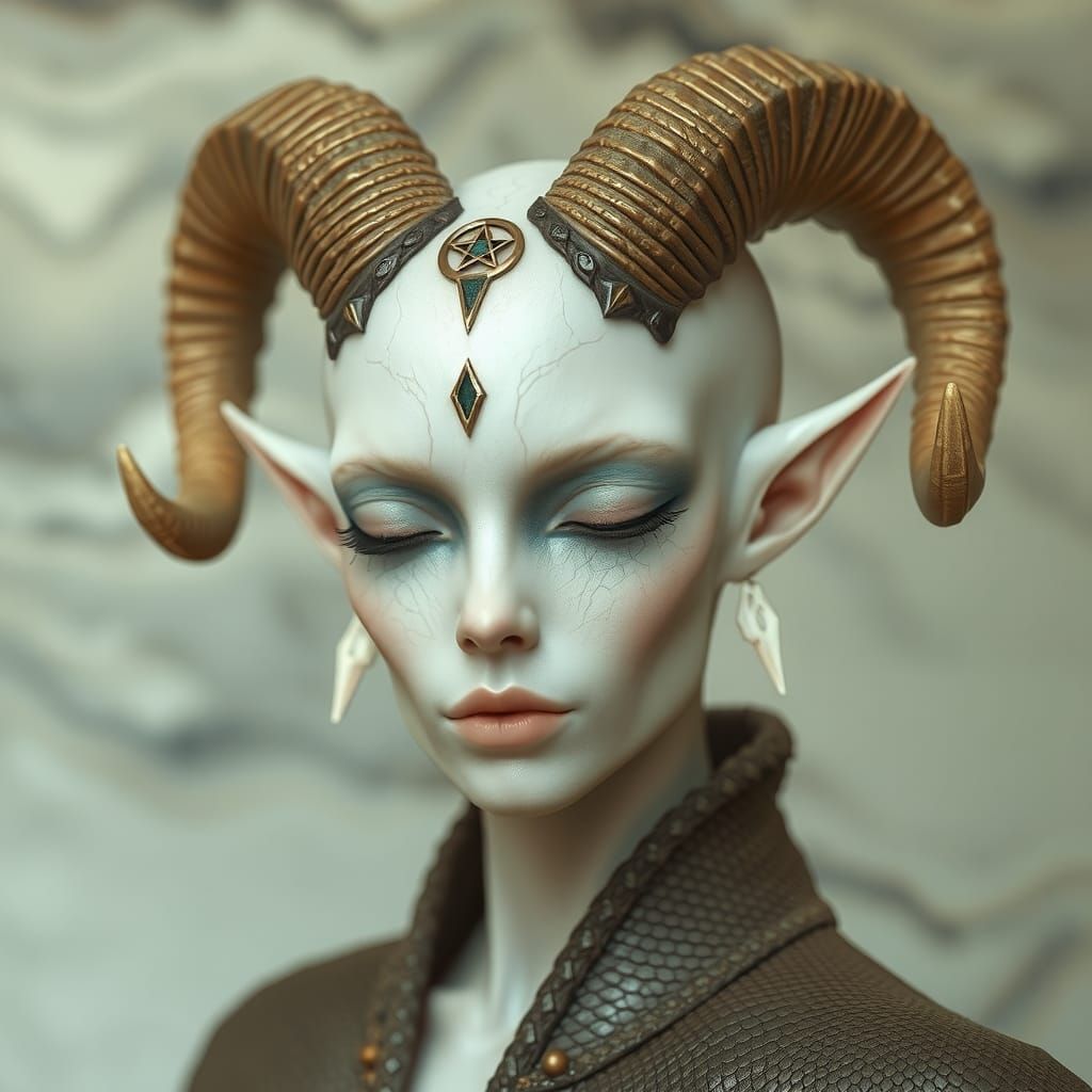 Ethereal Being with Horns and Pentagram Eye