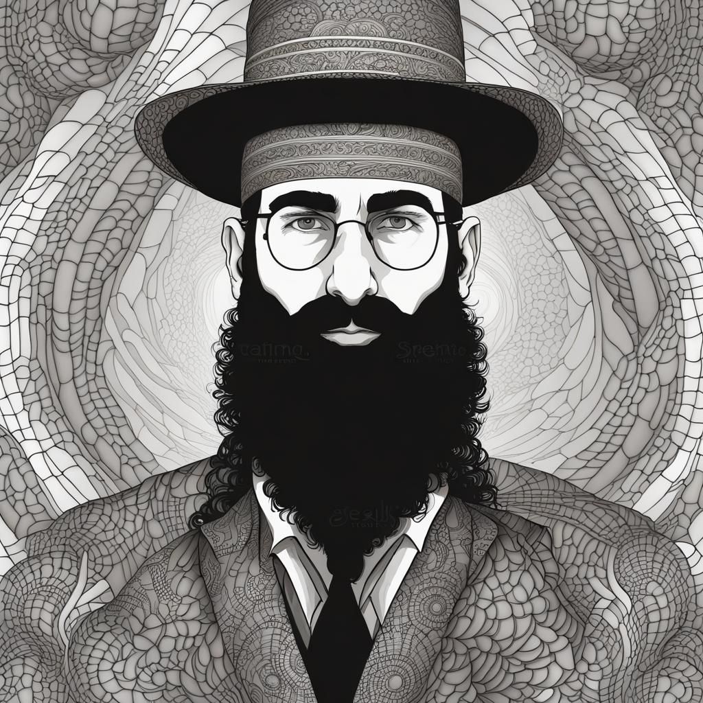 Ultra-Orthodox Man in Abstract Zentangle Style