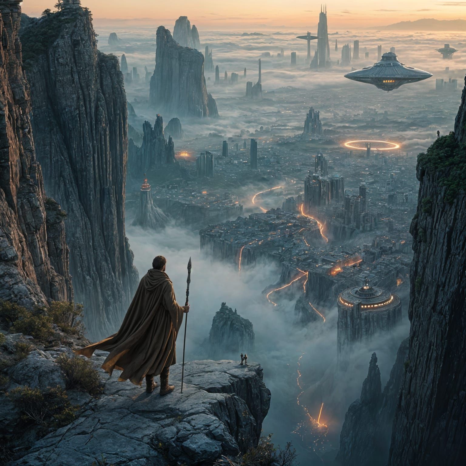 Futuristic City View at Dusk