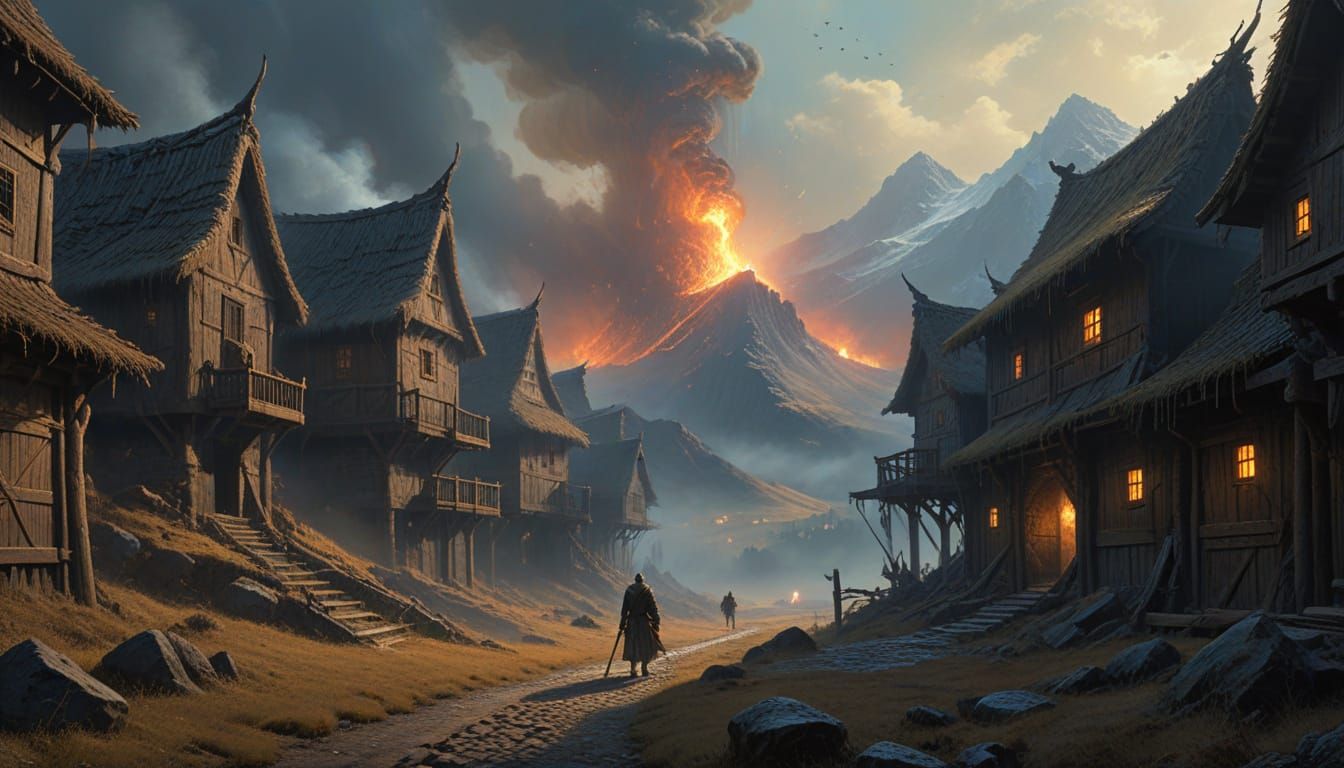 Swordsword Warrior Stands Against Dark Onslaught on Snowy Mo...